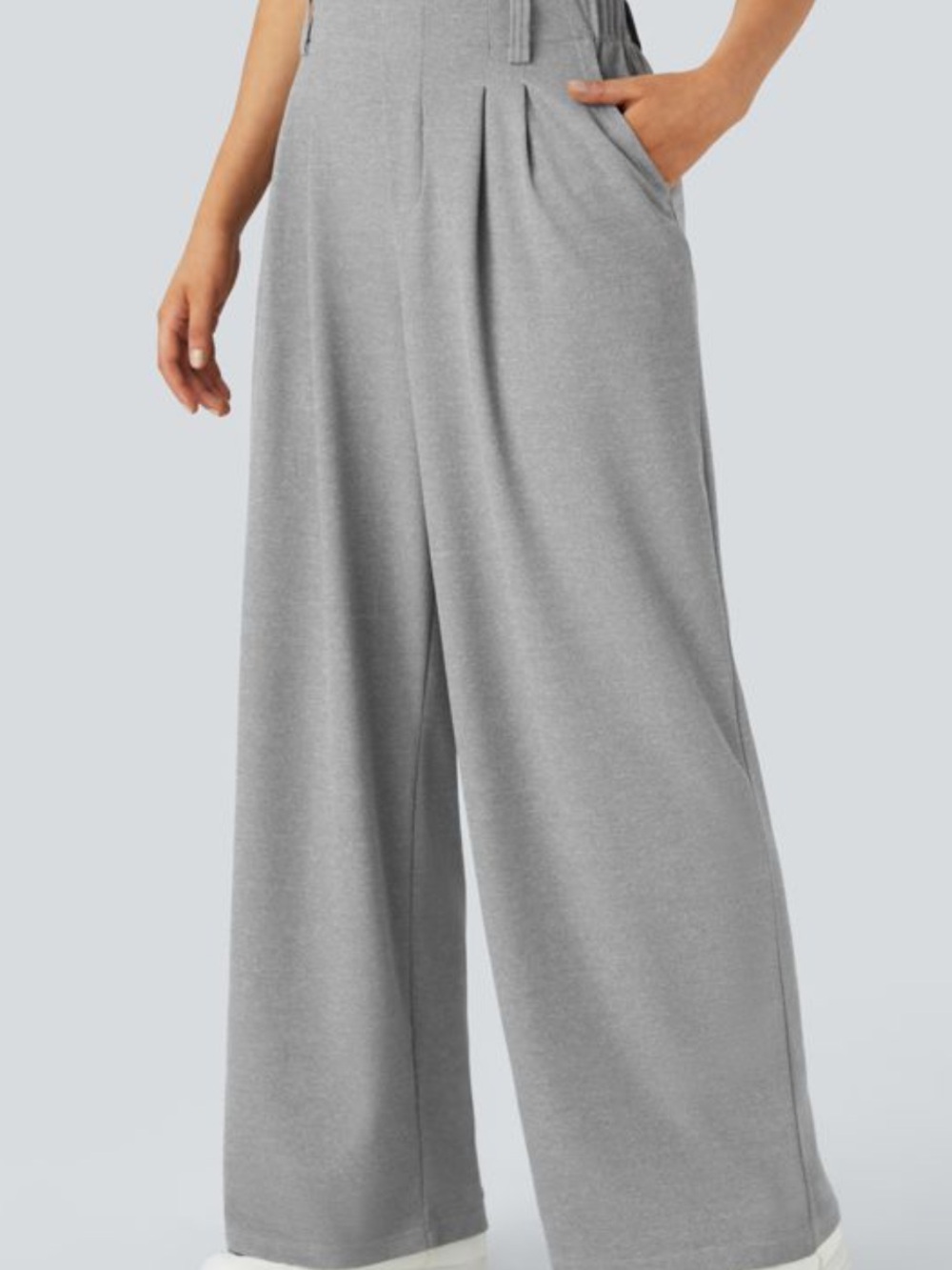 HALARA Wide-Leg High-Rise Track Pants in Light Gray